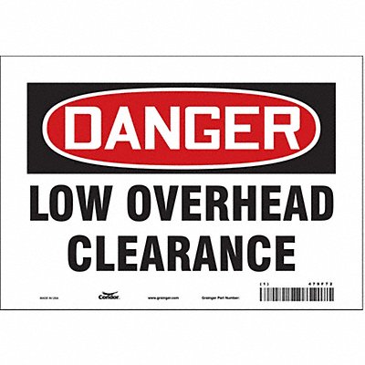 CONDOR 479F72 Safety Sign 7 in x 10 in Vinyl