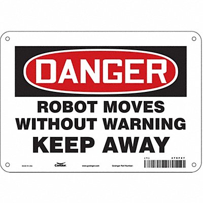 CONDOR 479F87 Safety Sign 7 in x 10 in Aluminum