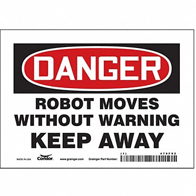 CONDOR 479F92 Safety Sign 5 in x 7 in Vinyl