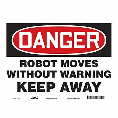CONDOR 479F94 Safety Sign 10 in x 14 in Vinyl