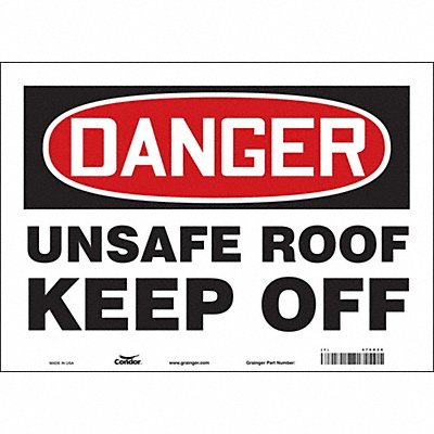 CONDOR 479G20 Safety Sign 10 in x 14 in Vinyl