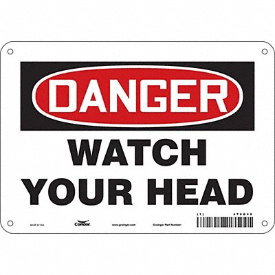 CONDOR 479G45 Safety Sign 7 in x 10 in Aluminum