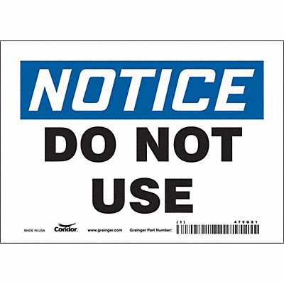 CONDOR 479G61 Safety Sign 5 in x 7 in Vinyl