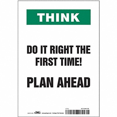CONDOR 479H55 Safety Sign 10 in x 7 in Vinyl