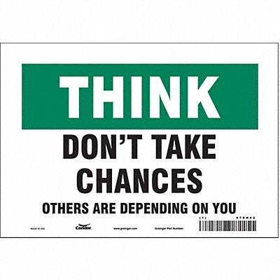CONDOR 479H62 Safety Sign 7 in x 10 in Vinyl