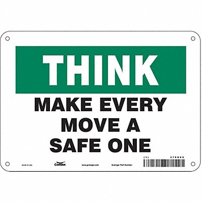 CONDOR 479H90 Safety Sign 7 in x 10 in Aluminum