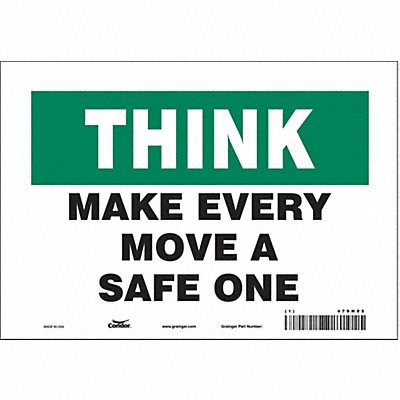 CONDOR 479H95 Safety Sign 7 in x 10 in Vinyl