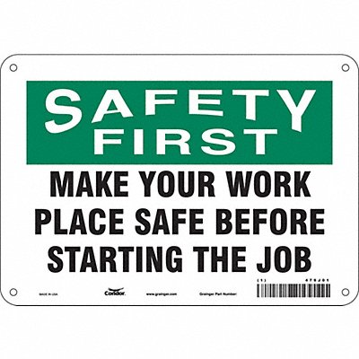 CONDOR 479J01 Safety Sign 7 in x 10 in Polyethylene
