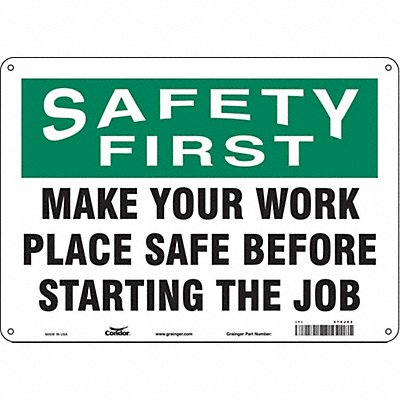 CONDOR 479J02 Safety Sign 10 inx14 in Polyethylene
