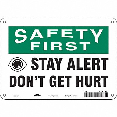 CONDOR 479J43 Safety Sign 7 in x 10 in Aluminum
