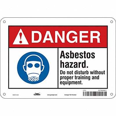 CONDOR 479K61 Safety Sign 7 in x 10 in Aluminum