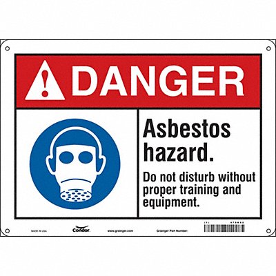 CONDOR 479K62 Safety Sign 10 inx14 in Aluminum