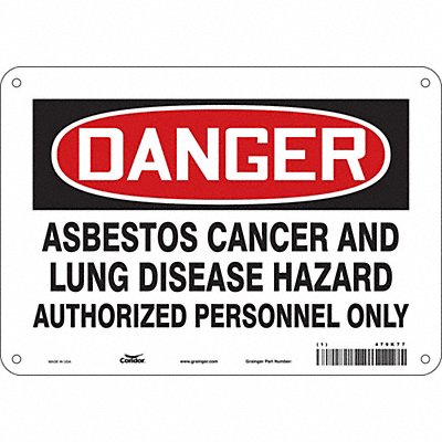 CONDOR 479K77 Safety Sign 7 inx10 in Polyethylene