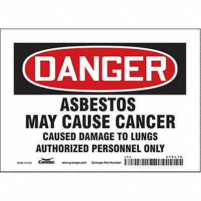 CONDOR 479L10 Safety Sign 5 inx7 in Vinyl