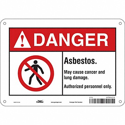 CONDOR 479L13 Safety Sign 7 in x 10 in Aluminum