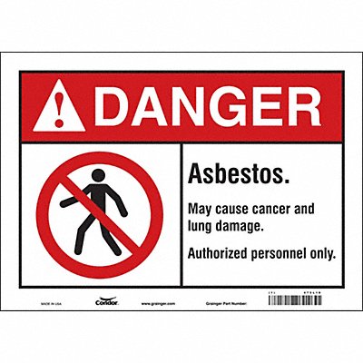 CONDOR 479L18 Safety Sign 10 in x 14 in Vinyl