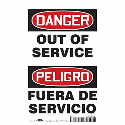 CONDOR 479M46 Safety Sign 10 inx7 in Vinyl
