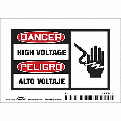 CONDOR 479R13 Safety Sign 3 1/2 inx5 in Vinyl PK5