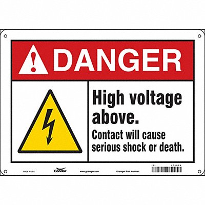 CONDOR 479R59 Safety Sign 10 in x 14 in Aluminum
