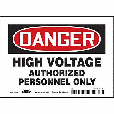 CONDOR 479R72 Safety Sign 5 inx7 in Vinyl