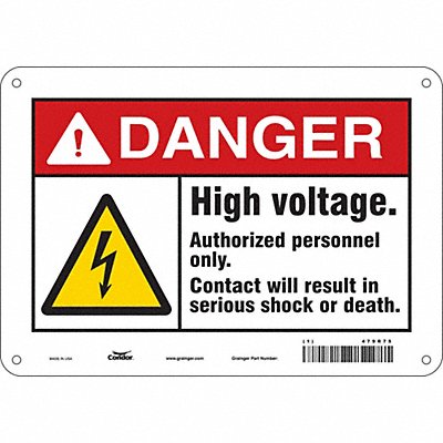 CONDOR 479R75 Safety Sign 7 in x 10 in Aluminum
