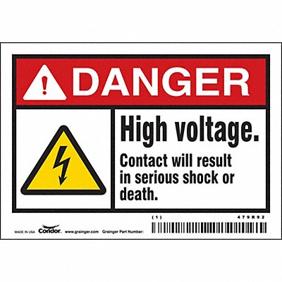 CONDOR 479R92 Safety Sign 3 1/2 inx5 in Vinyl