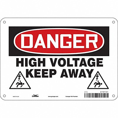 CONDOR 479T21 Safety Sign 7 in x 10 in Aluminum