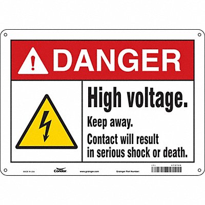 CONDOR 479T40 Safety Sign 10 in x 14 in Aluminum