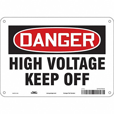 CONDOR 479T50 Safety Sign 7 in x 10 in Aluminum