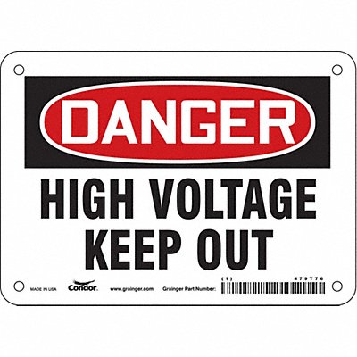 CONDOR 479T76 J6932 Safety Sign 5 inx7 in Vinyl