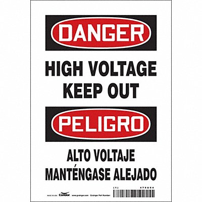 CONDOR 479U04 Safety Sign 10 inx7 in Vinyl