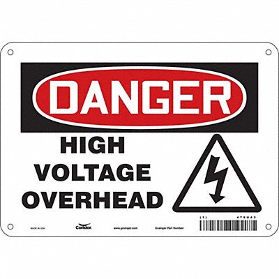 CONDOR 479U43 Safety Sign 7 in x 10 in Aluminum