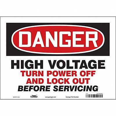 CONDOR 479U85 J8886 Safety Sign 10 inx14 in Vinyl