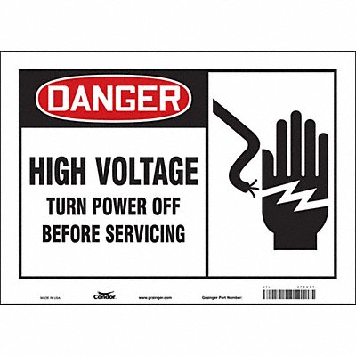 CONDOR 479U91 Safety Sign 10 in x 14 in Vinyl
