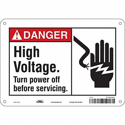CONDOR 479U92 Safety Sign 7 in x 10 in Aluminum