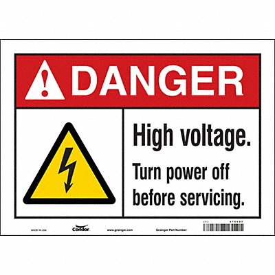 CONDOR 479V07 Safety Sign 10 in x 14 in Vinyl