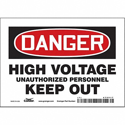 CONDOR 479V17 Safety Sign 5 inx7 in Vinyl