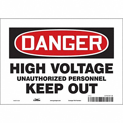 CONDOR 479V18 Safety Sign 7 inx10 in Vinyl
