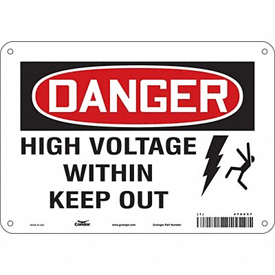 CONDOR 479V57 Safety Sign 7 in x 10 in Aluminum