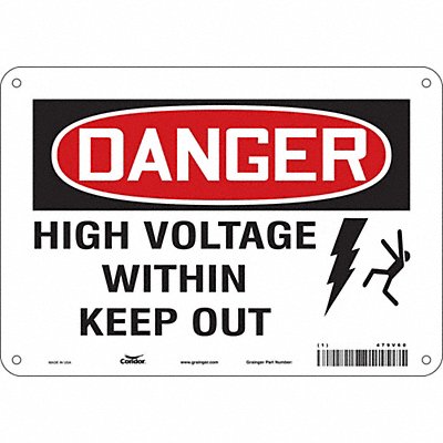 CONDOR 479V60 Safety Sign 7 in x 10 in Polyethylene