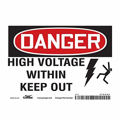 CONDOR 479V62 Safety Sign 5 in x 7 in Vinyl