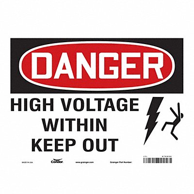 CONDOR 479V64 Safety Sign 10 in x 14 in Vinyl