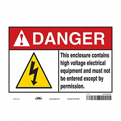 CONDOR 479V88 Safety Sign 7 in x 10 in Vinyl