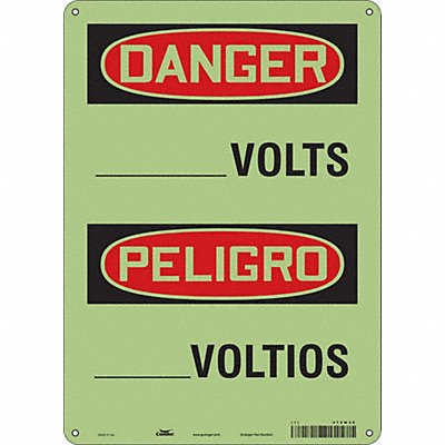 CONDOR 479W20 Safety Sign 14 in x 10 in Glow Vinyl
