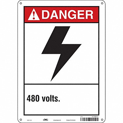 CONDOR 479W61 Safety Sign 14 in x 10 in Aluminum