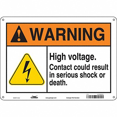 CONDOR 479W83 Safety Sign 10 in x 14 in Aluminum