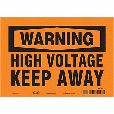 CONDOR 479W94 Safety Sign 7 in x 10 in Vinyl