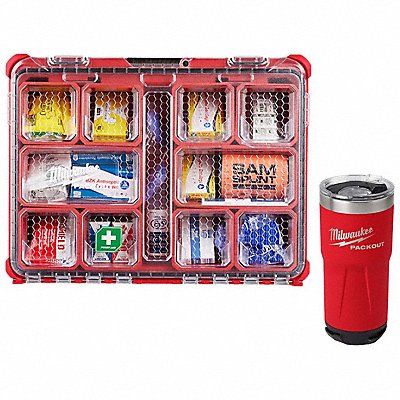 MILWAUKEE TOOL EQUIPMENT 48738430C48228392R 193PC PACKOUT First Aid Kit + Tumbler