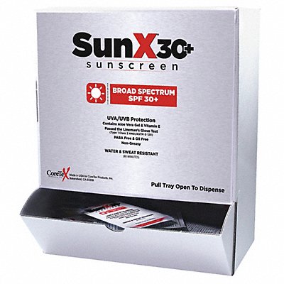 GRAINGER 91068 Sunscreen 0.004 oz 30 SPF PK200