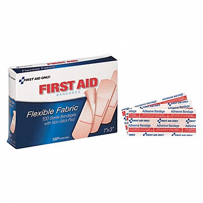 GRAINGER 90098 Strip Bandages 3 x1 Fabric PK100